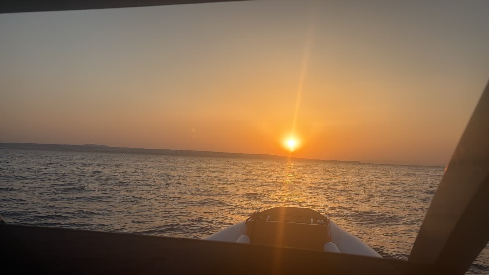Sunset from the helm on the final approach to Rhodes.